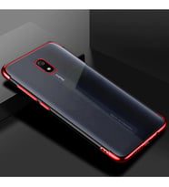 Xiaomi Redmi 8A Köşeleri Renkli Şeffaf Kamera Korumalı Kılıf (Kırmızı)