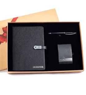 Kişiye Özel Usb'li Defter Kartvizitlik ve Roller Kalem Seti Tasarım Kutulu 16GB (Siyah)