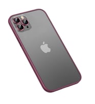 Uyumlu Model Apple iPhone 12 Pro Max Kılıf Kamera Lensli Kenar Renkli Şeffaf Kapak (Koyu Mor)