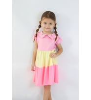 Kız Çocuk Rengarenk Parçalı Penye Elbise (Pembe)