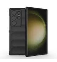 Galaxy S24 Ultra Kılıf Esnek TPU Oyuklu Arka Yüzey Tasarımlı Etnik Silikon Kılıf (Siyah)