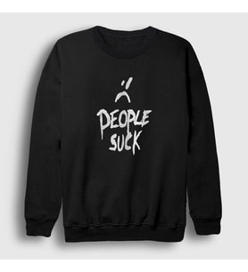 Presmono Unisex Beyaz People Suck XXXTentacion Sweatshirt 48544tt (Siyah)
