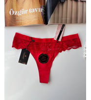 Orijinal Lazer Kesim Üstün Kalite Spandex Invisible Dikişsiz Dantelli Tanga - 2801 (Kırmızı)