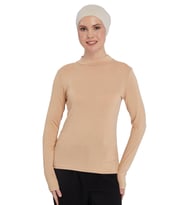 Kadın Organik Uzun Kollu Balıkçı Yakalı Body (Koyu Bej)