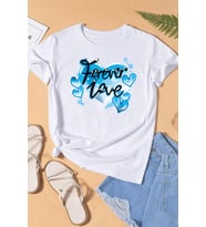 Unisex Forever Love Baskılı Oversize Tshirt (Beyaz)