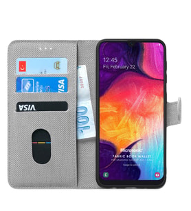 Microsonic Samsung Galaxy A50 Kılıf Fabric Book Wallet (Gri)