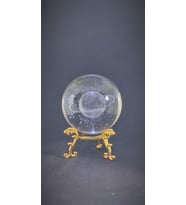Standlı  Kristal Satürn Kızlı Cam Küre (Gold)