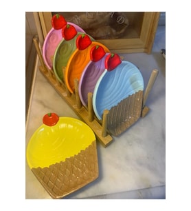 1 Adet  Epoksi Vernikli Beton Dekoratif Cupcake Sunum Tabağı (Sarı)