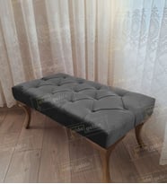 Kapitoneli Ayak Ucu Kapı Önü Antre Bench Puf Gold Ayak (90*45) (Antrasit)