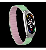 Xiaomi Mi Band 7 Uyumlu Çift Renk Tasarım Kasa ve Mıknatıslı Kordon (Açık Yeşil)
