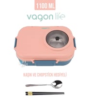Vagonlife 1100 ML Çorba Kaseli-Metal Kaşıklı Paslanmaz Çelik Bento Lunch Box Yeni Nesil Sefer Tası-ffbl70100 (Pudra)