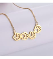 Kişiye Özel 925 Ayar Gümüş Çoklu Pati Kolye (Gold)