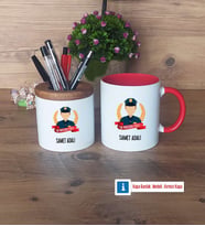 Erkek Polis Kalemlik, Kupa Bardak T Kişiye Özel Hediye (Model 5)