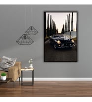 Metal Çerçeveli Temperli Cam Tablo Üstü Açık Klasik Ferrari 250 (Siyah)