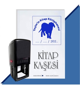 Kişiye Özel Köpek Silüet 14 Tarihli Otomatik Kitap Kaşesi (Mavi)