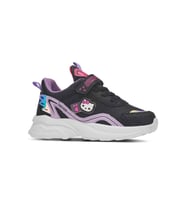 Günlük Kız Çocuk Sneaker Işıklı Hologram Cırtlı Hello Kitty Ayakkabı 1907 (Siyah - Lila)