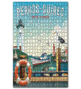 Cakapuzzle Bretagne Sahili Afişi Görseli Puzzle Yapboz MDF (Ahşap) (500 Parça)