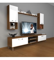 Decoraktiv Eko 5da Mdf Dvd Krom Ayaklı Tv Ünitesi Tv Sehpası (Beyaz - Kahverengi)