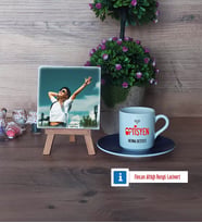 Optisyen Fotoğraflı Dekoratif Taş, Ahşap Altlıklı Türk Kahvesi Fincanı Hediye (Model 4)