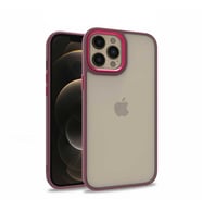 Apple iPhone 12 Pro Max Kılıf Case, Kamera Lens Korumalı Elektroplatin Kaplama Sert PC Koruyucu Colourful Platinum Serisi (Kırmızı)