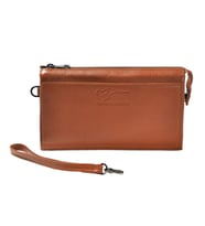 KANGAROO KINGDOM Hakiki Dana Deri Koyu Kahverengi Erkek Portföy & Clutch El Çantası 8822-K (Taba)
