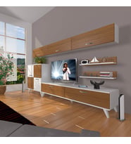 Decoraktiv Eko 8 Slm Std Retro Tv Ünitesi Tv Sehpası (Beyaz - Ceviz)