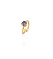 Kadir Jewellery 22 Ayar Altın Kaplama Zirkon Taşlı Ayarlanabilir Kadın Minimal Yüzük (Gece Mavisi)