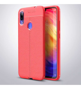 Xiaomi Redmi Note 7 Kılıf Deri Tarzı Niss Silikon Case (Kırmızı)
