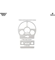 Meriç® Renault Modus Ön Torpido Kaplama Maun 4 Parça 2004-2008 (Alüminyum)