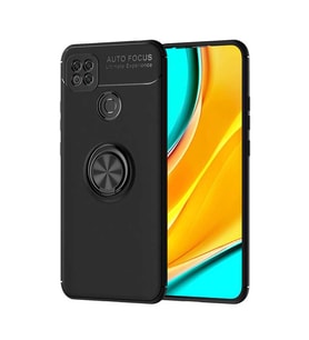 Xiaomi Redmi 9C Kılıf Yüzüklü Magnetli Ravel Case (Siyah)