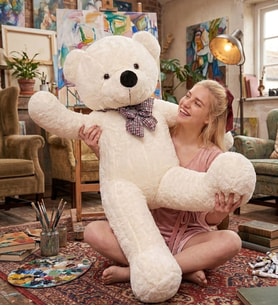 60 cm Papyonlu Peluş Ayıcık Hediyelik (Beyaz)