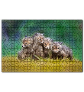 Cakapuzzle Çayırda Sevimli Tilki Yavruları  Puzzle Yapboz MDF (Ahşap) (255 Parça)