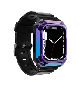 Apple Watch 38mm Zore KRD-88 Sert PC Kasa Koruyuculu Silikon Kordon (Mor)