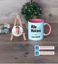 Aile Hekimi Kupa Bardak Beyaz ve Fotoğraflı Ahşap Anahtarlık Hediye (Model 6)