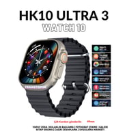 Watch 10 Series HK10 Ultra 3 Amoled Ekran G-Sensör 2.02 Inç Yapay Zekalı Kulaklık Eşleştirmeli Akıllı Saat (Siyah)