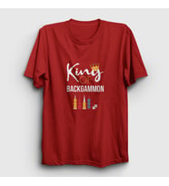 Presmono Unisex Beyaz King Of Backgammon Oyun Tavla T-Shirt 418263tt (Kırmızı)