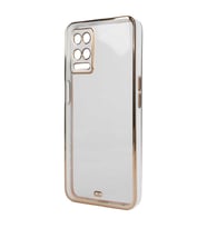 Oppo A54 4G Kılıf Köşeli Gold Şeffaf Kapak (Beyaz)