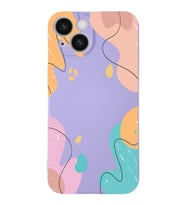 PrintiFy Apple iPhone 14 Plus Uyumlu Lansman Kılıf Karışık Renkler Tasarımlı İçi Kadife Kapak (Lila)
