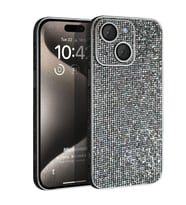Microsonic Apple iPhone 15 Kılıf Bling Rhinestones Siyah (Koyu Gri)