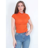 Kadın Kolsuz Likralı Bluz (Oranj)