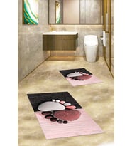 EVDEYA 3D Baskılı Yıkanabilir Ayak İzi Desenli İkili Banyo Halısı Klozet Takımı, KLOZET-17-KAHVERENGİ, (Kırmızı)