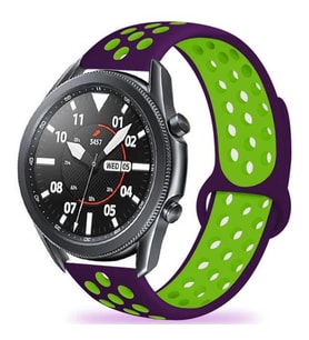 Huawei GT2 46mm KRD-02 Suya Dayanıklı Delikli Renkli Silikon Kordon (Mor-Yeşil)