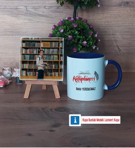 Kütüphaneci Fotoğraflı Dekoratif Taş, Kupa Bardak Beyaz Hediye (Model 3)