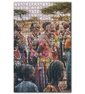 Cakapuzzle Geleneksel Kıyafetli Afrikalı Kadın Çocuklar Puzzle Yapboz MDF(Ahşap) (255 Parça)