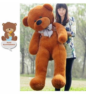 160cm Papyonlu Büyük Peluş Ayı(Renk Seçenekli) (Koyu Kahverengi )