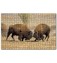 Cakapuzzle Çayırda Gövde Gösterisindeki Bizonlar  Puzzle Yapboz MDF (Ahşap) (255 Parça)
