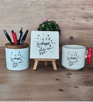 Doğum Günü Hediyesi Hediye Sepeti Kupa Bardak T Kulplu, Kalemlik ve Dekoratif Taş Arkadaşa Kardeşe Hediye (Model 1)