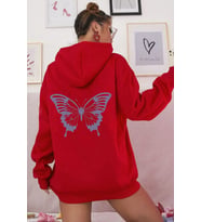 Unisex Butterfly Baskılı Sweatshirt (A.Kırmızı)