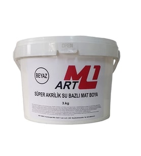 M1 ART Süper Akrilik Su Bazlı Mat  Boya 3.kg Ahşap  Tuval  Seramik  Duvar  Taş Hobi Dekor (Beyaz)