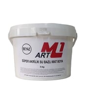M1 ART Süper Akrilik Su Bazlı Mat  Boya 3.kg Ahşap  Tuval  Seramik  Duvar  Taş Hobi Dekor (Beyaz)